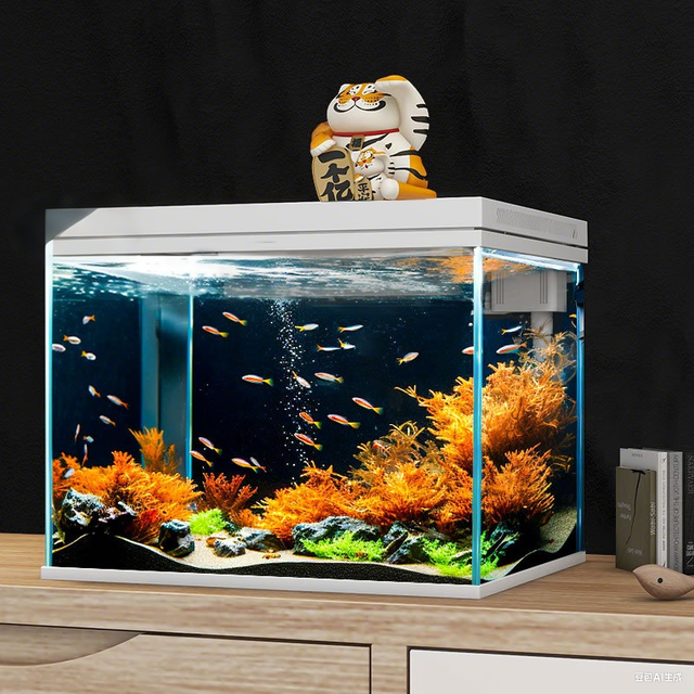 30CM 38CM 48CM Ultra Clear Acrylic Customizable Size Desktop Smart Aquarium Fish Tank Water Pump Top Filter Temperature Display