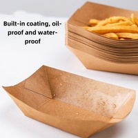 Plateau pliable en papier kraft écologique, recyclable, de qualité alimentaire, personnalisable, pour sushis et frites