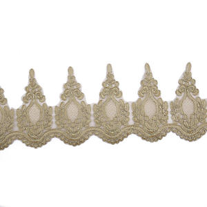 Adorno de encaje decorativo <span class=keywords><strong>dorado</strong></span> y <span class=keywords><strong>blanco</strong></span> bordado de 12cm de ancho para el hogar textil <span class=keywords><strong>mantel</strong></span> vestido ropa-encaje francés - Product Image 5