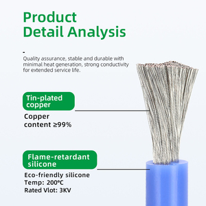 EHGS 3KV Stranded Silicone <strong>Cable</strong> 12/10/8/6/4 AWG Super Flexible Tinned Copper Auto High Temp Power Supply Motor Battery Heating - Product Image 2