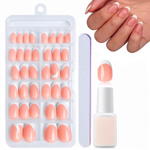 <span class=keywords><strong>DMQ</strong></span> Almond - Uñas Acrílicas Francesas, Cortas, 120 Piezas, Punta Blanca, Ovaladas, Cobertura Total, Kit de Uñas Adhesivas, Pegamento para Uñas, Decoraciones para Manicura - Product Image 1