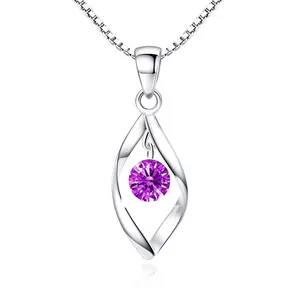 8230708 Trendy Dainty popüler gümüş 925 zirkon dalga Hollow Out kolye Moissanite İlk Charm kolye kadınlar için