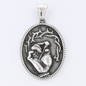 Joyería de acero inoxidable, accesorio de retrato de moda, colgante de marca redondo para hombre de acero inoxidable estilo Punk retro <span class=keywords><strong>Maria</strong></span>. - Product Image 4