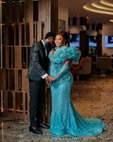 Robe de Soirée de Luxe Grande Taille Vert Chasseur Coupe Sirène Robes de Bal Manches Longues pour Fête, Deuxième Réception, Anniversaire, Fiançailles