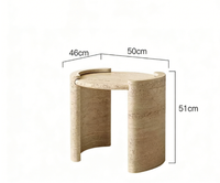 Table en travertin beige à texture naturelle |   Table d'appoint/table à thé moderne, polie, imperméable, pour l'intérieur, ambiance décontractée, essentielle