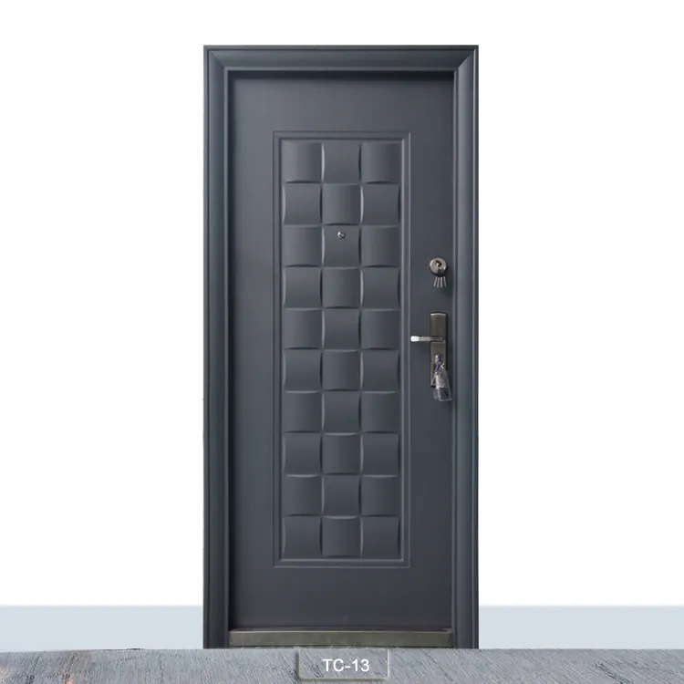 Puerta de seguridad de hierro gris humo de alta calidad, gran oferta, puerta delantera de Metal de diseño europeo