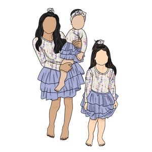 Vestito Personalizzato Little Glow Kid con Stampa Autunnale, Abito Coordinato Genitore-Figlio a Maniche Lunghe in <span class=keywords><strong>Tulle</strong></span> per Bambine - Product Image 1
