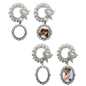 Broche Elegante con Perlas y Mariposas para Sublimación - Joyería en Blanco para Transferencia Térmica, Formas Redondas/Ovaladas para Fotos Personalizadas - Product Image 2