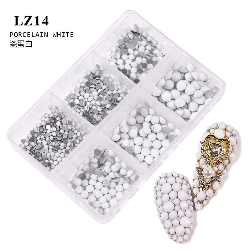 6 boxed rhinestone 14 porcelain white
