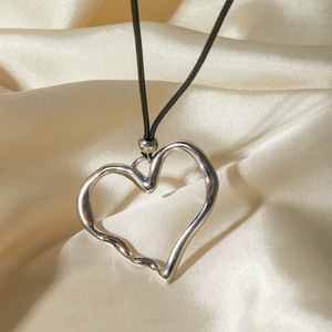 Collar de acero inoxidable Unisex chapado en oro de 18 quilates, cuerda de cera, colgante de amor plisado, cadena de eslabones de moda, regalo de fiesta, ocasiones, tercer - Product Image 3