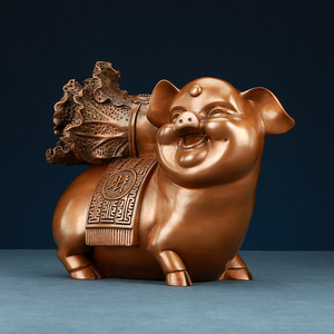 Figurine de cochon et de chou en cuivre, décoration du zodiaque faite à la main, pour la maison et le bureau, cadeau du nouvel an chinois - Product Image 2