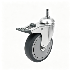 EFON Polypropylene Stainless Steel Iron Nylon Rubber Polyurethane 125mm Swivel Caster Wheel Total Lock Brake 250kg Capacity - Product Image 1