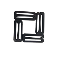 Boucle en plastique POM noir, fentes parallèles, design à clip incurvé, petite sangle réglable légère pour accessoires de sac à dos et de bagages