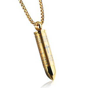 Pendentif de balle en acier inoxydable Urne Cendres Collier Croix Seigneurs Prière en anglais 22 pouces Boîte Chaîne Fournitures - Product Image 2