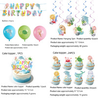 Ensemble de vaisselle pour fête d'anniversaire sur le thème de l'océan avec assiettes, gobelets, serviettes, nappe, décorations de gâteau pour fête d'anniversaire sur le thème des animaux marins