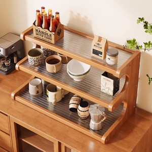 Multi Tiered Wooden <b>Storage</b> Rack 3 Tier Small Size For Kitchen <b>Tabletop</b> Cup Holder Organizing Miscellaneous Items - Product Image 1