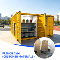 Salle de sport compacte préfabriquée en conteneur, salle de fitness mobile modulaire en acier avec fenêtre et porte vitrée pour les activités de fitness en plein air