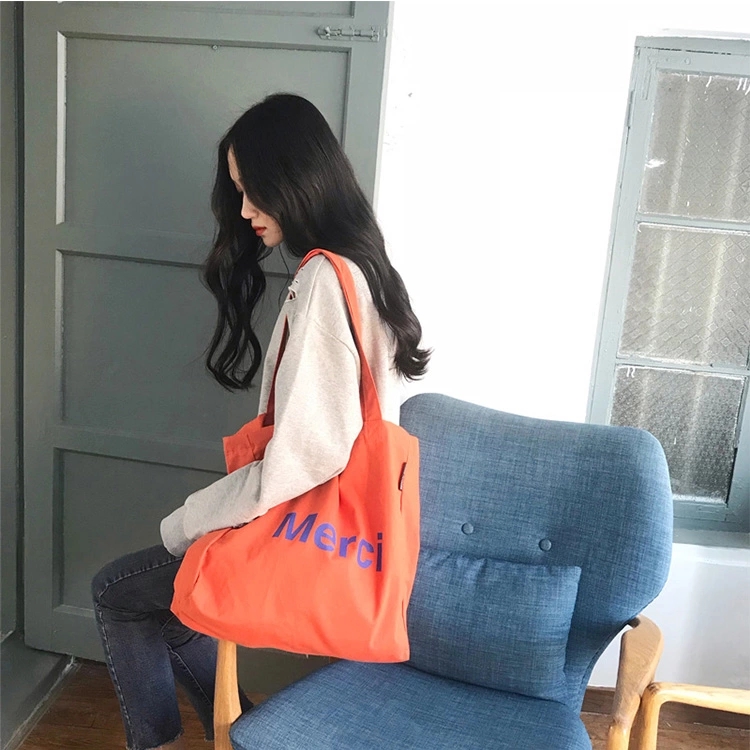 High quality cheap recyclable large custom printing canvas tote handle cotton calico shopping grocery bags with logo