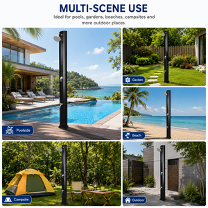 Station de <span class=keywords><strong>douche</strong></span> <span class=keywords><strong>solaire</strong></span> extérieure 35L avec mitigeur eau chaude/froide et robinet de lavage des pieds pour piscine, jardin, plage, complexe hôtelier - Product Image 6