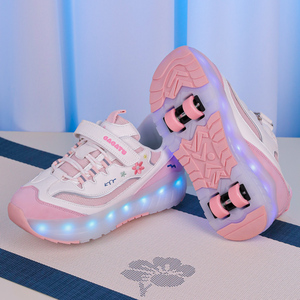 Giày trượt patin bánh xe 4 bánh có đèn LED sạc USB, 2 trong 1, dành cho người lớn và trẻ em, bé trai, bé gái, có thể biến hình - Product Image 3