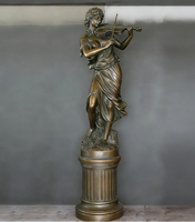 Sculpture en résine et métal, trophée, décoration d'intérieur, sculpture moderne en métal moulé, figurine grandeur nature, sculpture en bronze, statue de femme avec lampe, moulage