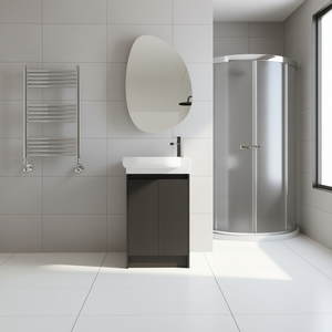 Meuble-lavabo de salle de bain 23 pouces finition foncée avec vasque en céramique, portes à fermeture douce, style contemporain, sur pied - Product Image 2