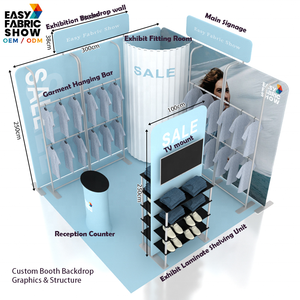 Stand Espositivo Modulare Personalizzato per Fiere di Abbigliamento con Struttura in Tessuto Tensionato, Espositori per Vestiti e Scaffali per Scarpe per Eventi di <span class=keywords><strong>Moda</strong></span> - Product Image 3