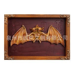 Décoration murale de chauve-souris d'Halloween, spécimen 3D en résine synthétique, cadre d'art décoratif d'intérieur - Product Image 1