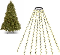LED-Ringbaumlichter Fünfzackiger Stern Wasserfall Hängende Fließende Lichterkette Weihnachts-LED-Lichterkette für Außen IP44 Wasserdicht Warmweiß