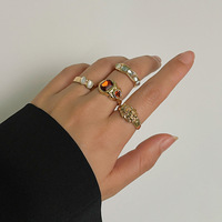 Cincin emas perak, aksesoris perhiasan pesta, cincin jari terbuka tidak teratur warna-warni untuk pria/wanita