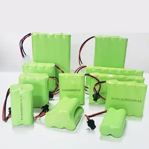 Batterie rechargeable NIMH AA3.6v 4.8V 6.0V 7.2V 8.4V 9.6V 14.4V 18V 20V 2000mah 2200mah 2400mAH 2500mah pack pour le suivi GPS