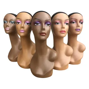 Beautiful Hot Sale realistic plastic mannequin head wholesale mannequin head bust and shoulder for wigs necklace sunglasses