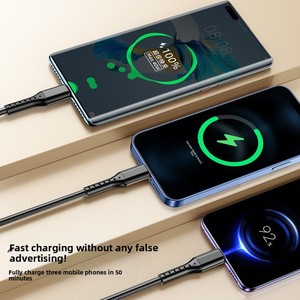 Câble de charge <span class=keywords><strong>USB</strong></span>-A, Type-C et Micro <span class=keywords><strong>USB</strong></span> <span class=keywords><strong>3</strong></span>-en-1 durable 5A 66W pour téléphone portable avec gaine tressée, charge rapide 480 Mbps - Product Image 4