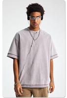 Camiseta de algodón 100% de alta calidad para hombre, de corte holgado, anti-bolitas, tejido de punto, lisa, para gimnasio y estilo urbano.