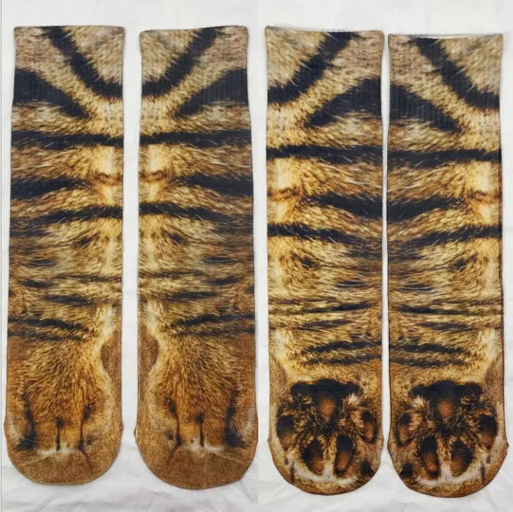 Animal Paw Digital Print Cat Dog Foot Hoof Paw Feet Crew Socks Adult Sock Sublimation Tube 3D Printed Socks