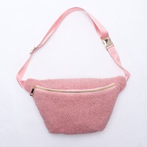 Keymay Teddy Unisex <b>Large</b> Velvet Waist Zipper Fanny Pack Custom Letter Pattern Soft Portable Outdoor Crossbody Bag DIY Winter - Product Image 5