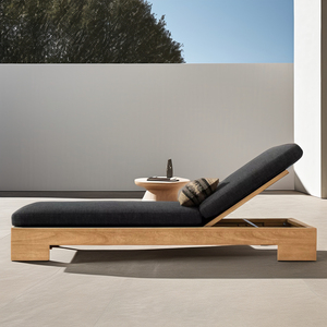 Mới đến đồ nội thất sang trọng Patio vườn ghế sofa vườn bộ gỗ rắn gỗ tếch <span class=keywords><strong>wicker</strong></span> phòng chờ Chaise phơi nắng - Product Image 1