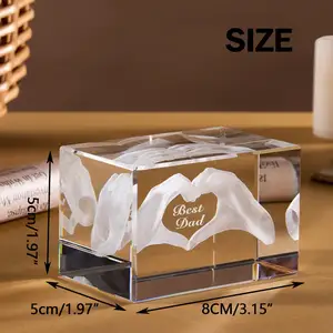 NISEVEN haute qualité 3d Laser gravure cristal Cube Sublimation cristal cadeau pour papa fête des pères Souvenir artisanat