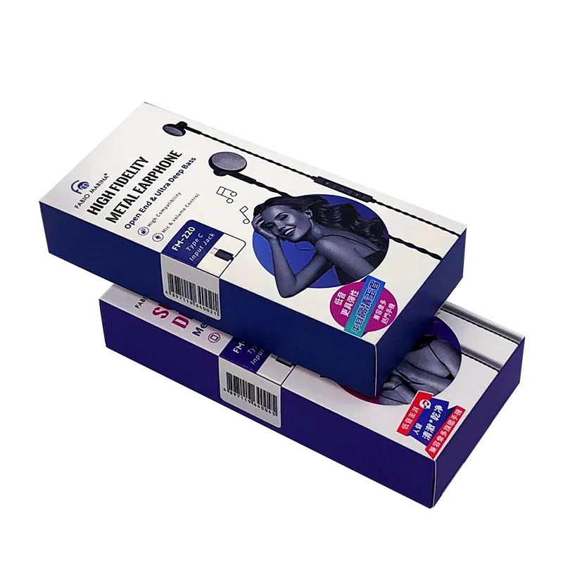 Emballage électronique pliable de luxe de boîte en carton de papier d'Angelol pour l'impression UV d'écouteur