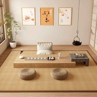 Tapis de sol moderne antidérapant en bambou tressé de couleur unie JINRUI pour la maison, le salon de thé japonais, la table basse et la chambre à coucher