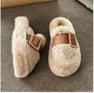 Zapatillas peludas Baotou para mujer, zapatillas antideslizantes para el hogar de otoño e invierno, zapatillas de algodón cómodas y resistentes al desgaste - Product Image 3