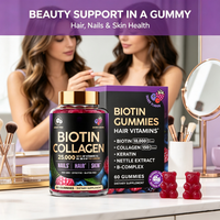 Bonbons à la biotine et à l'acide folique pour la croissance saine des cheveux, l'éclat de la peau et la force des ongles