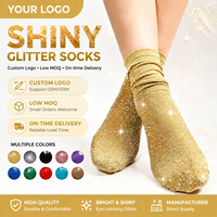 Chaussettes de cheville scintillantes pour femmes, chaussettes décontractées métalliques brillantes, design rétro lumineux pour dames