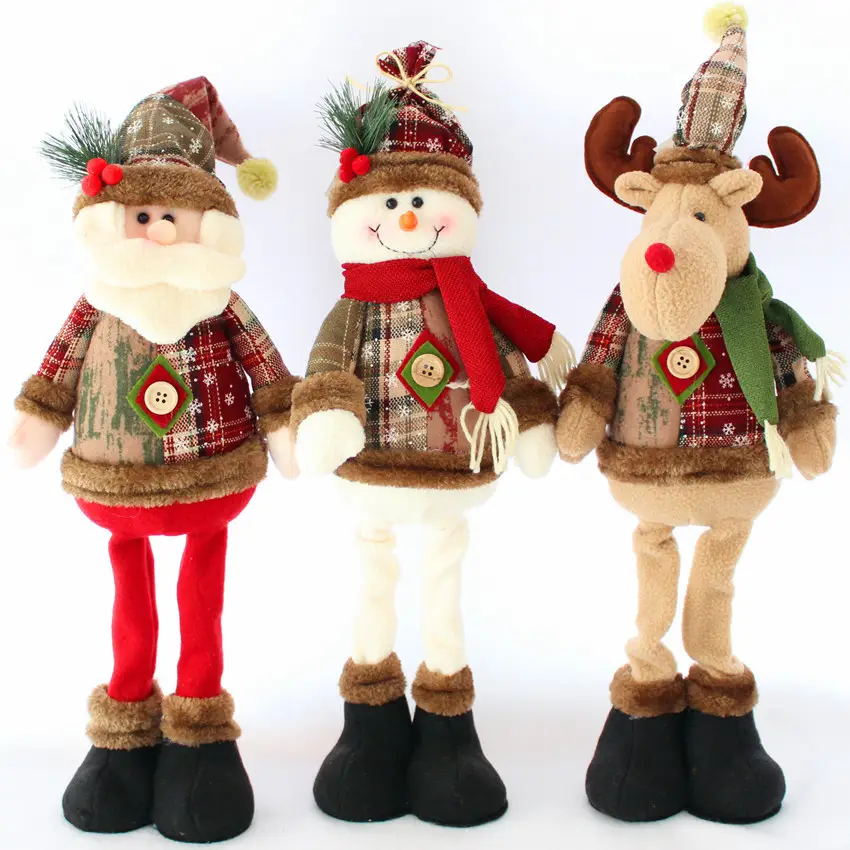 2024 Christmas Decorations Christmas Ornament Plush Santa Claus Snowman Reindeer Doll for Home New Year Decor