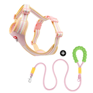 Rompi anjing layanan untuk anjing kecil bernapas rompi hewan <span class=keywords><strong>Harness</strong></span> anak anjing dan tali Set leher dan dada dapat disesuaikan - Product Image 1