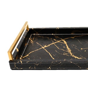 Plateau de service rectangulaire en marbre noir élégant de qualité commerciale, style naturel, hôtel et stations balnéaires, restauration, fournitures de service alimentaire - Product Image 2