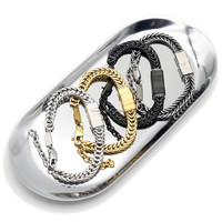Vente en gros de noms personnalisés non ternis, bijoux pour hommes, bracelet à chaîne en queue de sétaire noire, perles de zircon gravées vierges en acier inoxydable