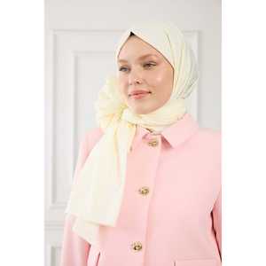 ผ้าพันคอขนสัตว์ผ้าฝ้ายสีงาช้าง - Product Image 3