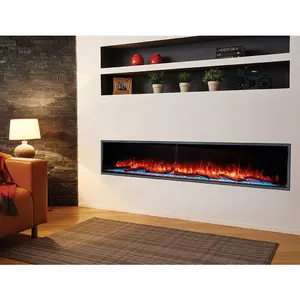 Indoor Built in Electric Fireplace Promotion Price 80 Inch Modern Fire Led Wall Nordic Rotating 7 Colors Led Light Flame Effect