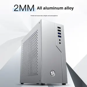 Casing Mini ITX <span class=keywords><strong>Horizontal</strong></span> SKTC SOT SR01 Full Aluminium untuk Router, HTPC, Kantor, PCIE Single Slot, Komputer <span class=keywords><strong>Desktop</strong></span> - Product Image 2